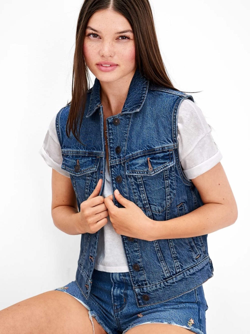 American Eagle Classic Blue Denim Vest